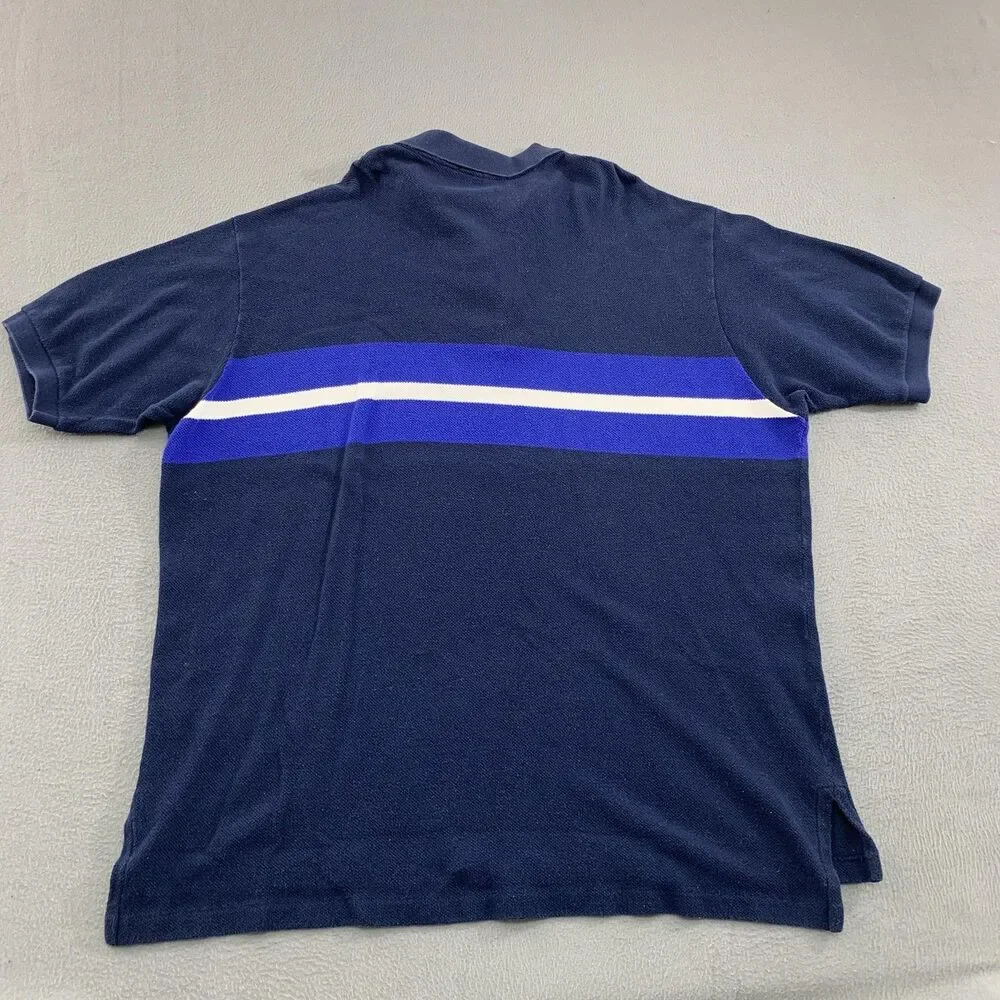 Polo Ralph Lauren Polo Shirt Mens 2XL Navy Blue Stripe Short Sleeve Classic Fit
